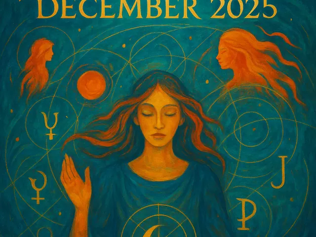 December 2025 newsletter illustration: That steadiness is tested by a series of frictional aspects. Mars squares to Saturn on December 8 and to Neptune on December 14, creating a