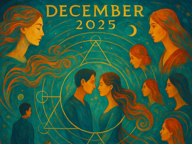 December 2025 newsletter illustration: Relationships and commitments are a clear theme: Juno is tightly involved throughout the month. Mars conjunct Juno early, the Sun conjunct J