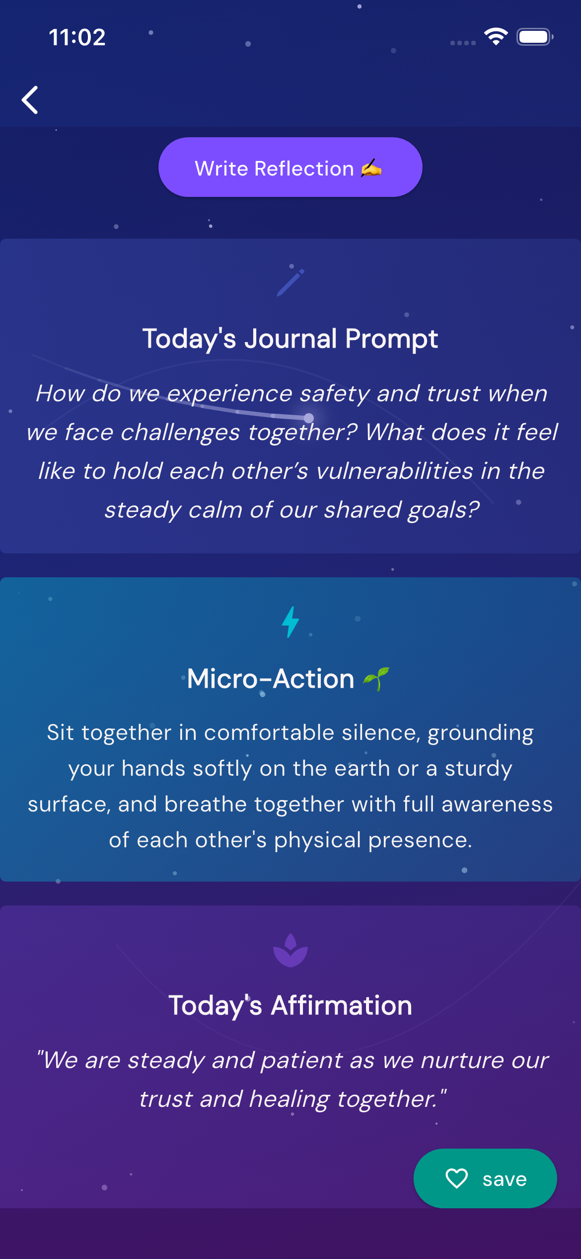 Journey reflection entry